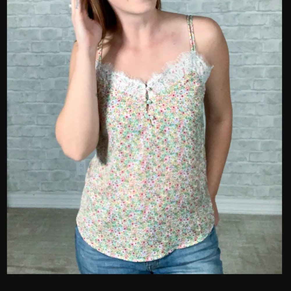 NWT Entro Floral Cami with Lace+Adjustable Straps - Picture 2 of 13